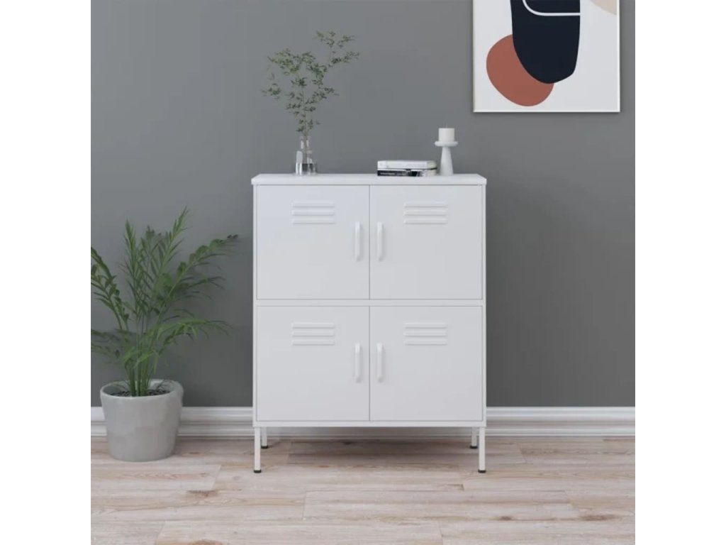 vidaXL Úložná skrinka biela 80x35x101,5 cm oceľ