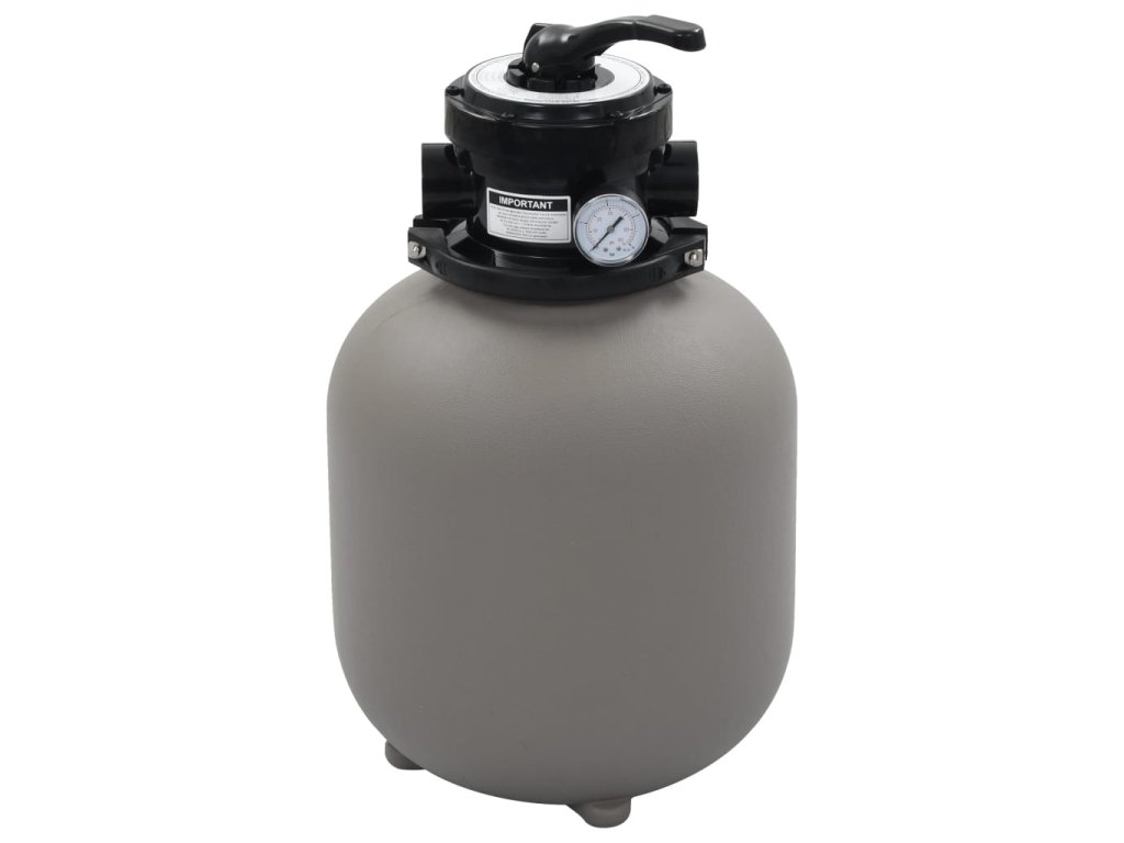vidaXL Bazénový pieskový filter so 4 polohovým ventilom sivý 350 mm