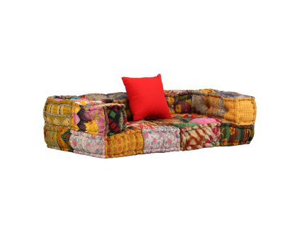 vidaXL 2-miestna modulárna taburetka, patchwork, látka