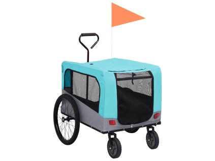 vidaXL Príves pre domáce zvieratá na bicykel/beh 2-v-1 modro-sivý