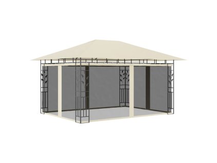 vidaXL Altánok so sieťou proti komárom krémový 4x3x2,73 m 180 g/㎡