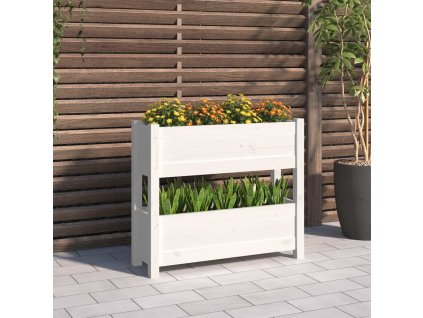 vidaXL Kvetináč biely 77x25x66 cm borovicový masív