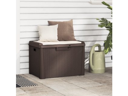 vidaXL Záhradný úložný box s podsedákom hnedý 125 l PP