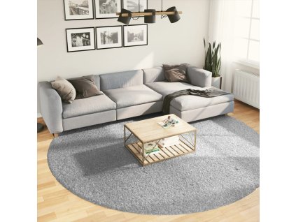 vidaXL Chlpatý koberec vysoký vlas moderný sivý Ø 280 cm