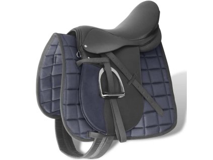 Čierna sedlo sada pre jazdu na koni 17,5" pravá koža 12 cm 5-v-1