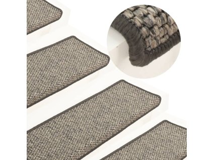 vidaXL Nášľapy na schody vzhľad sisal 15 ks 65x21x4 cm sivé a béžové