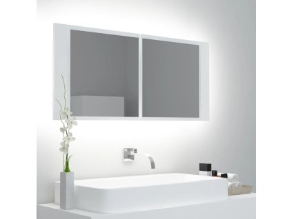 vidaXL Kúpeľňová skrinka s LED a zrkadlom, biela 100x12x45 cm, akryl