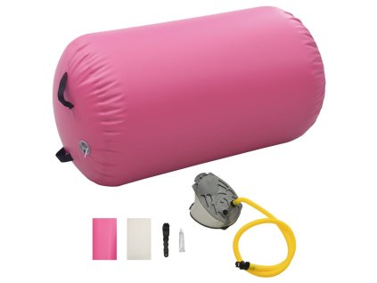 vidaXL Nafukovací gymnastický valec s pumpou 100x60 cm PVC ružový