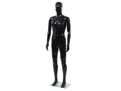 vidaXL Pánska figurína, sklenený podstavec, lesklá čierna 185 cm