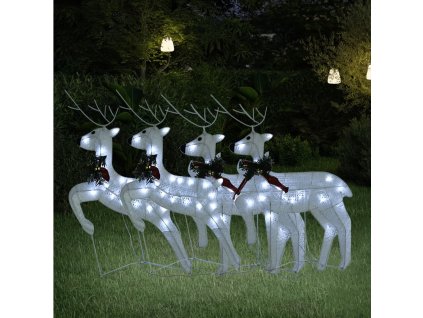 vidaXL Vianočné soby 4 ks biele 80 LED diód