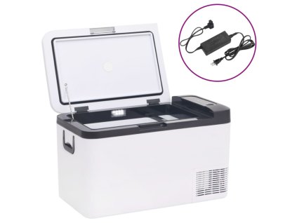 vidaXL Chladiaci box s rukoväťou a adaptérom čierno-biely 18 l PP a PE