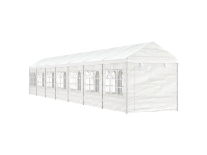 vidaXL Altánok so strechou, biely 15,61x2,28x2,69 m, polyetylén