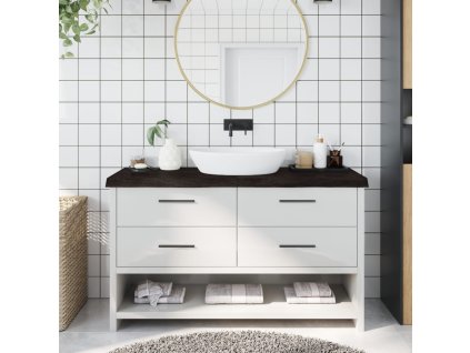 vidaXL Kúpeľňová doska tmavohnedá 140x30x(2-6) cm ošetrený masív