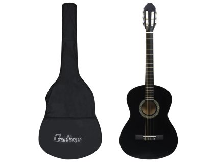 vidaXL Klasická gitara pre začiatočníkov s taškou čierna 4/4 39"