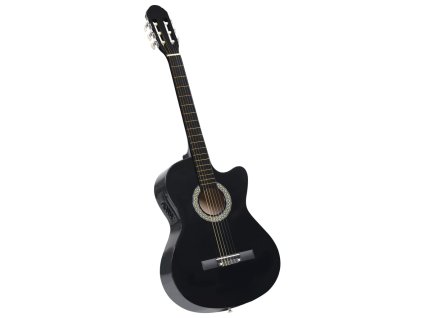 vidaXL Folková klasická gitara s výrezom, ekvalizér, 6 strún, čierna