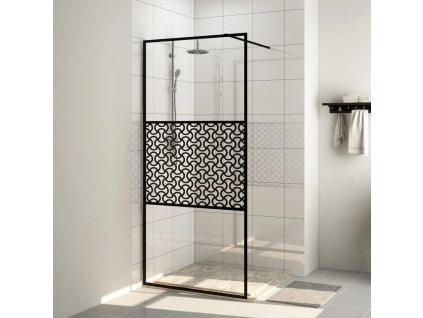 vidaXL Sprchová zástena s priehľadným ESG sklom 115x195 cm čierna