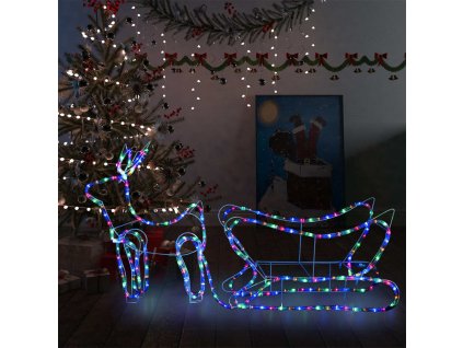 vidaXL Vianočná vonkajšia dekorácia so sobmi a saňami 252 LED diód