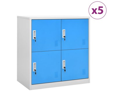 vidaXL Uzamykacie skrinky 5 ks bledosivé a modré 90x45x92,5 cm oceľové