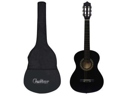 vidaXL Klasická gitara pre začiatočníkov deti s taškou čierna 1/2 34"