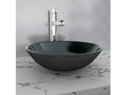 vidaXL Umývadlo z tvrdeného skla, 42 cm, čierne