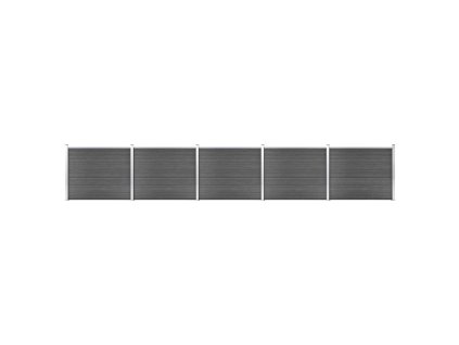 vidaXL Sada plotových panelov WPC 872x146 cm čierna