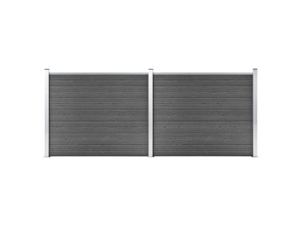 vidaXL Sada plotových panelov WPC 353x146 cm čierna