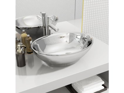 vidaXL Umývadlo 40x33x13,5 cm keramické strieborné