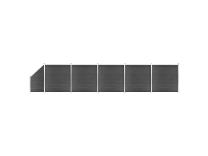 vidaXL Sada plotových panelov WPC 965x(105-186) cm čierna
