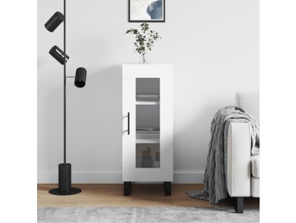 vidaXL Komoda biela 34,5x34x90 cm spracované drevo
