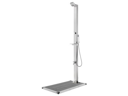 vidaXL Záhradná sprcha so sivým podstavcom 225 cm nehrdzavejúca oceľ