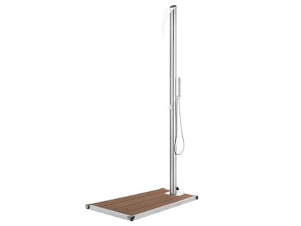 vidaXL Záhradná sprcha s hnedým podstavcom 225 cm nehrdzavejúca oceľ