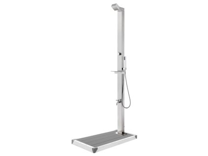 vidaXL Záhradná sprcha so sivým podstavcom 225 cm nehrdzavejúca oceľ