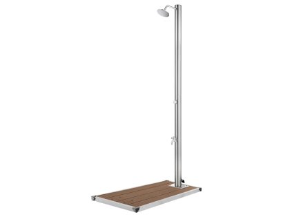vidaXL Záhradná sprcha s hnedým podstavcom 220 cm nehrdzavejúca oceľ