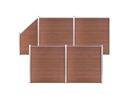 vidaXL WPC plot, 4 štvorcové + 1 zošikmený diel 792x186 cm, hnedý