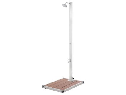 vidaXL Záhradná sprcha s hnedým podstavcom 220 cm nehrdzavejúca oceľ