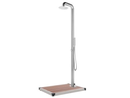 vidaXL Záhradná sprcha s hnedým podstavcom 230 cm nehrdzavejúca oceľ
