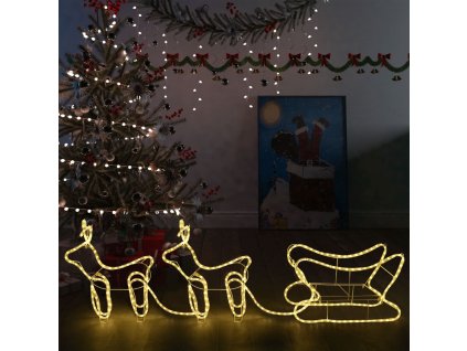 vidaXL Vianočná vonkajšia dekorácia so sobmi a saňami 576 LED diód