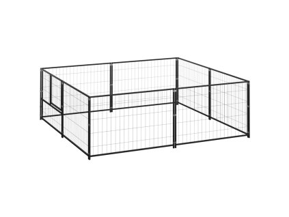 vidaXL Koterec pre psy čierny 4 m² oceľ