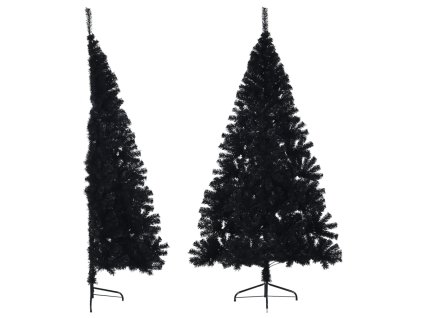 vidaXL Umelý vianočný polovičný stromček s podstavcom čierny 210cm PVC