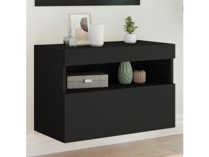 vidaXL TV nástenná skrinka s LED svetlami čierna 60x30x40 cm