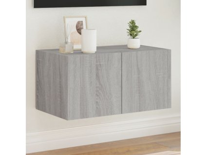 vidaXL TV nástenná skrinka s LED svetlami sivá sonoma 60x35x31 cm