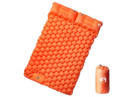 vidaXL Samonafukovací kempingový matrac s vankúšmi, 2 osoby, oranžový