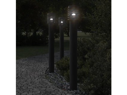 vidaXL Vonkajšie stojace lampy 3 ks čierne 110 cm nehrdzavejúca oceľ