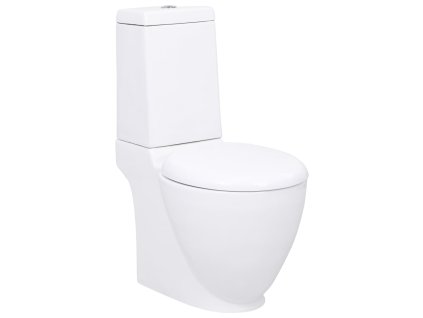 vidaXL Keramická toaleta/WC do kúpeľne, okrúhla, spodný odtok, biela