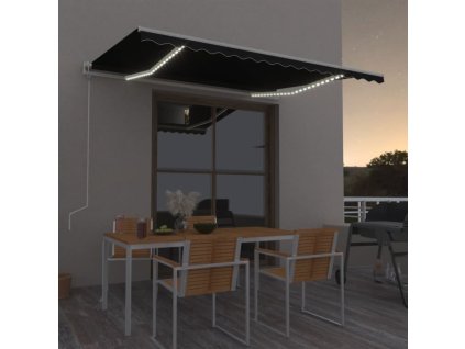 vidaXL Automatická markíza, LED a senzor vetra 450x350 cm, antracitová