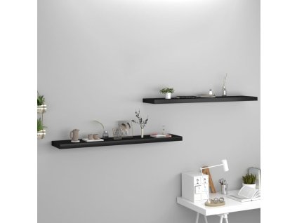 vidaXL Plávajúce nástenné police 2 ks, čierne 120x23,5x3,8 cm, MDF