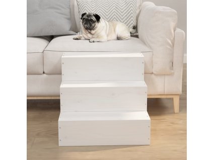 vidaXL Schody pre domáce zvieratá biele 40x37,5x35 cm masívna borovica
