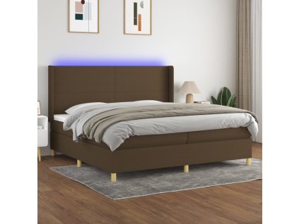 vidaXL Posteľ boxsping s matracom a LED tmavohnedá 200x200 cm látka