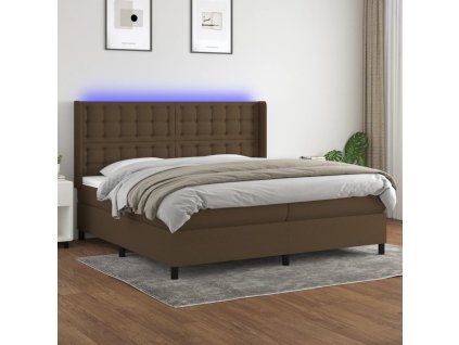 vidaXL Posteľ boxsping s matracom a LED tmavohnedá 200x200 cm látka