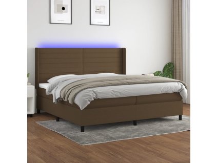 vidaXL Posteľ boxsping s matracom a LED tmavohnedá 200x200 cm látka